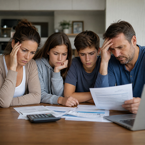 Familien mit Kindern und finanziellen Sorgen